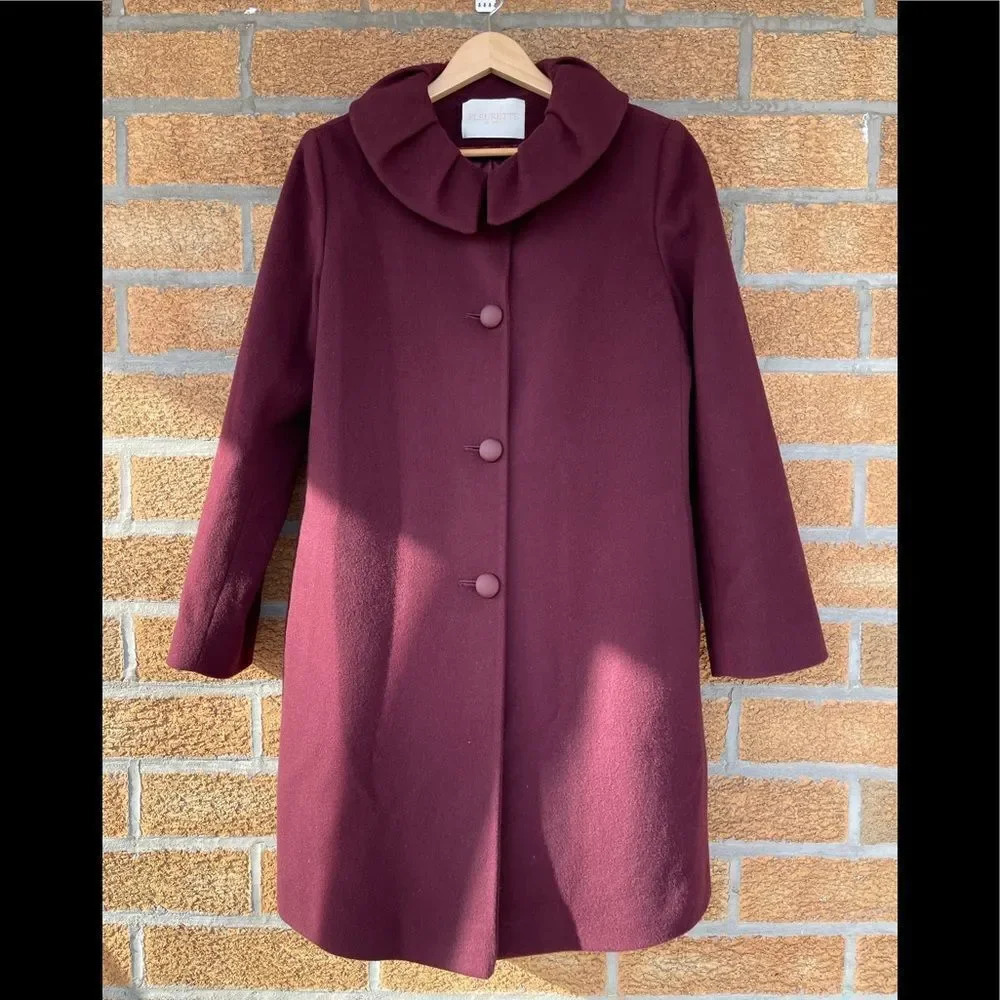 Fleurette Loro Piana Wool burgendy coat size 10 Fleurette Loro Piana Fleurette